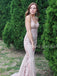 Sexy V-neck Mermaid Open Back See-through Fashion Prom Dresses Evening Dresses.DB10496