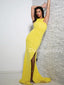 Charming Mermaid Side Slit Satin Long Prom Dresses Evening Dresses.DB10566