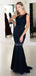 Sexy Scoop Neck Satin Long Evening Dresses Prom Dresses.DB10517