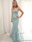 Sexy V-neck Lace Mermaid Zipper Up Long Prom Dresses Evening Dresses.DB10232