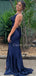 Charming V-neck Halter Side Slit Mermaid Long Prom Dresses Evening Dresses.DB10508