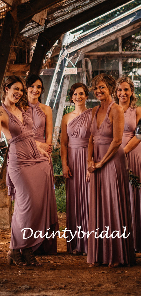 Simple Purple A-line Spaghetti Straps Floor-length Long Bridesmaid.DB10013