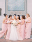 Simple One Shoulder Side Slit Chiffon Long Bridesmaid Dresses.DB10765