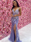 Simple Spaghetti Strap Lace Mermaid Tulle Long Prom Dresses.DB10806