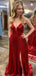 Sexy V-neck Sequin A-line Side Slit Floor Length Long Prom Dresses Evening Dresses.DB10292