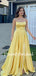 Charming Spaghetti Strap A-line Satin Side Slit Long Prom Dresses.DB10808