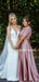 Best Scoop Neck Short Sleeve Two-piece Lace Satin Evening Dresses Party Long Bridesmaid Dresses.DB10657