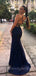 Sexy Spaghetti Strap Mermaid Lace Long Prom Dresses Evening Dresses.DB10369