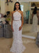 Affordable Lace Halter Two Piece Long Prom Dresses Evening Dresses.DB10379