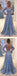 Elegant Long Sleeve Blue Full Lace A-line Open Back Cocktail Evening Party Vintage Prom Dresses,DB0182