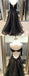 Black Applique Organza Spaghetti Strap Open Back Prom Dresses, DB1087