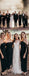Black Jersey Off Shoulder Sheath Ankle Length Bridesmaid Dresses,DB142