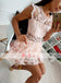 Blush Pink Lace See Through Tulle Tiered Bottom Homecoming Dresses ,BD0156