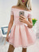 Blush Pink Off Shoulder Lace Homecoming Dresses,BD0172