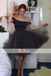 Dark Grey Tulle Off Shoulder Simple Cheap Cocktail Homecoming Dresses,BD0161