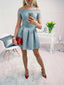 Dusty Blue Off Shoulder Lace Homecoming Dresses,BD0171