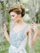 Dusty Blue Tulle Sparkly Rhinestone Scoop Backless Wedding Dresses,DB0150