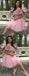 Dusty Pink Tulle Lace Off Shoulder Homecoming Dresses,BD0208