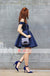 Fashion Off Shoulder Royal Blue Satin Simple Cheap Homecoming Dresses,BD0158