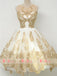 Gorgeous Gold Lace Appliques Cocktail Homecoming Dresses ,BD0152