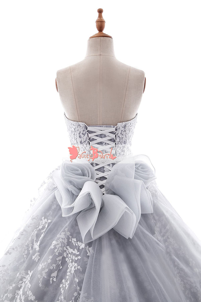 Gorgeous Light Gray Sweetheart Strapless Ball Gown Wedding Dresses,DB0133