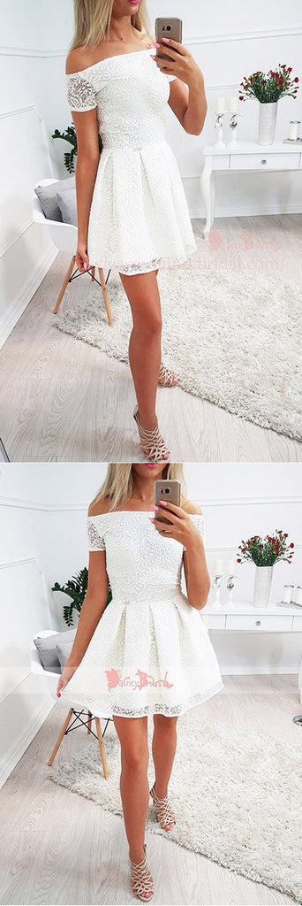 Ivory Off Shoulder Lace Homecoming Dresses For Teens ,BD0173