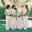 Light Pink Satin Chiffon Halter Jumpsuit Bridesmaid Dresses, WG20