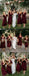 Maroon V-neck Half Sleeve Knee Length Bridesmaid Dresses,DB134