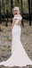 Off Shoulder Simple Design White Satin Open Back Mermaid Wedding Dresses,DB0172