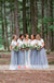 Off White Lace Top Grey Tulle Popular Two Piece Bridesmaid Dresses With Short Sleeves,DB112