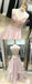 Pink Lace Tulle Spaghetti Straps Lace Up Back Prom Dresses, DB1086