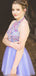 Purple Tulle Colorful Rhinestone Beading Halter Homecoming Dresses,BD0186