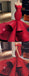 Red Beading Satin Tiered Mermaid Strapless Prom Dresses, DB1090