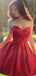 Red Satin Strapless Simple Cheap Homecoming Dresses ,BD0204