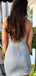 Silver Sparkly Satin Spaghetti Strap Sheath Homecoming Dresses,BD0198