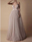 Sexy Spaghetti Straps Deep V-neck Tulle Wedding Dress, WD0456