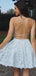 Stunning Lace Spaghetti Strap Lace Up Back Backless Homecoming Dresses,BD0188