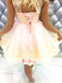 Sweet Pink Lace See Through Open Back Homecoming Dresses ,BD0165