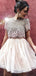 Two Piece Beading Short Sleeve Chiffon Homecoming Dresses ,BD0176