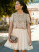 Two Piece Beading Short Sleeve Chiffon Homecoming Dresses ,BD0176