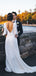 White Satin Long Sleeve V-neck With Train Simple Wedding Dresses,DB0164