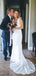 White Satin V-neck Sleeveless Mermaid With Train Wedding Dresses,DB0165