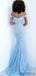 Sexy Off-shoulder Lace See-through Mermaid Long Prom Dresses.DB10106