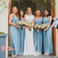 Newest Fashion Blue Chiffon Unique Pleating V-neck Sleeveless Long A-line  Bridesmaid Dresses,DB091
