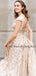 Affordable Bateau Cap Sleeve Tulle Lace A-line Long Prom Dresses Evening Dresses.DB10675