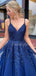 Charming Spaghetti Strap A-line Tulle Lace Long Prom Dresses Evening Dresses.DB10609