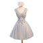 Junior Elegant Vintage Sleeveless V-neck Appliques Beads Lace Up Back For Teen Short Aline Homecoming Dress,BD0116