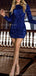 Sparkly Long Sleeves Sequins Royal Blue Short Homecoming Dresses Online, HD0692
