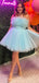 Elegant A-line Tulle Light Blue Short Homecoming Dresses Online, HD0733