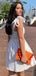 Elegant A-line Straight Neck White Short Homecoming Dresses Online, HD0697